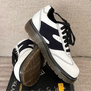 Vintage Dr. Martens White and Navy Comfort and Supervelour 6 Eye Bowling Shoes
